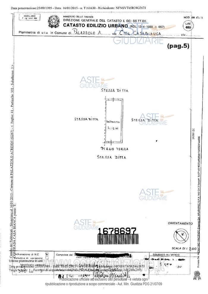 Planimetria del bene