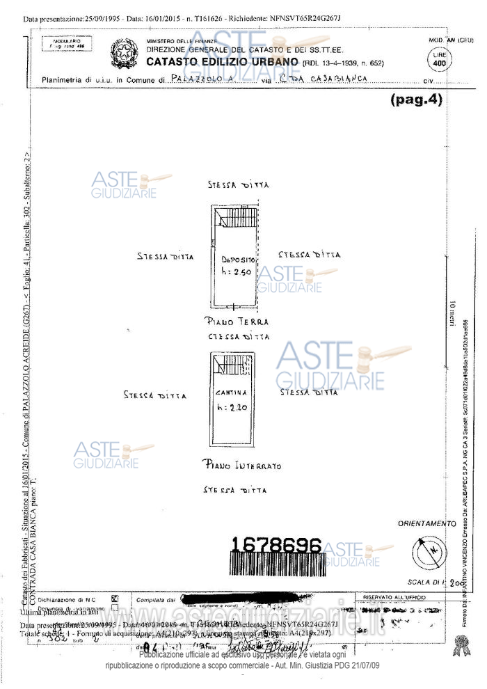 Planimetria del bene