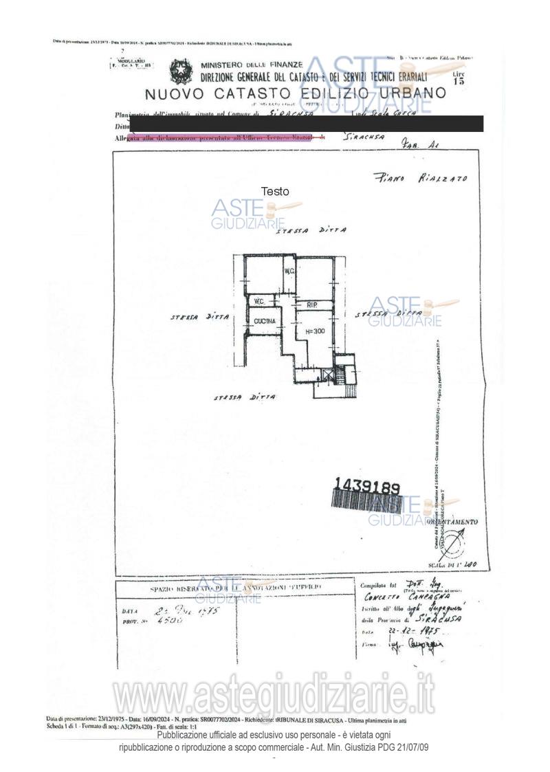 Planimetria del bene