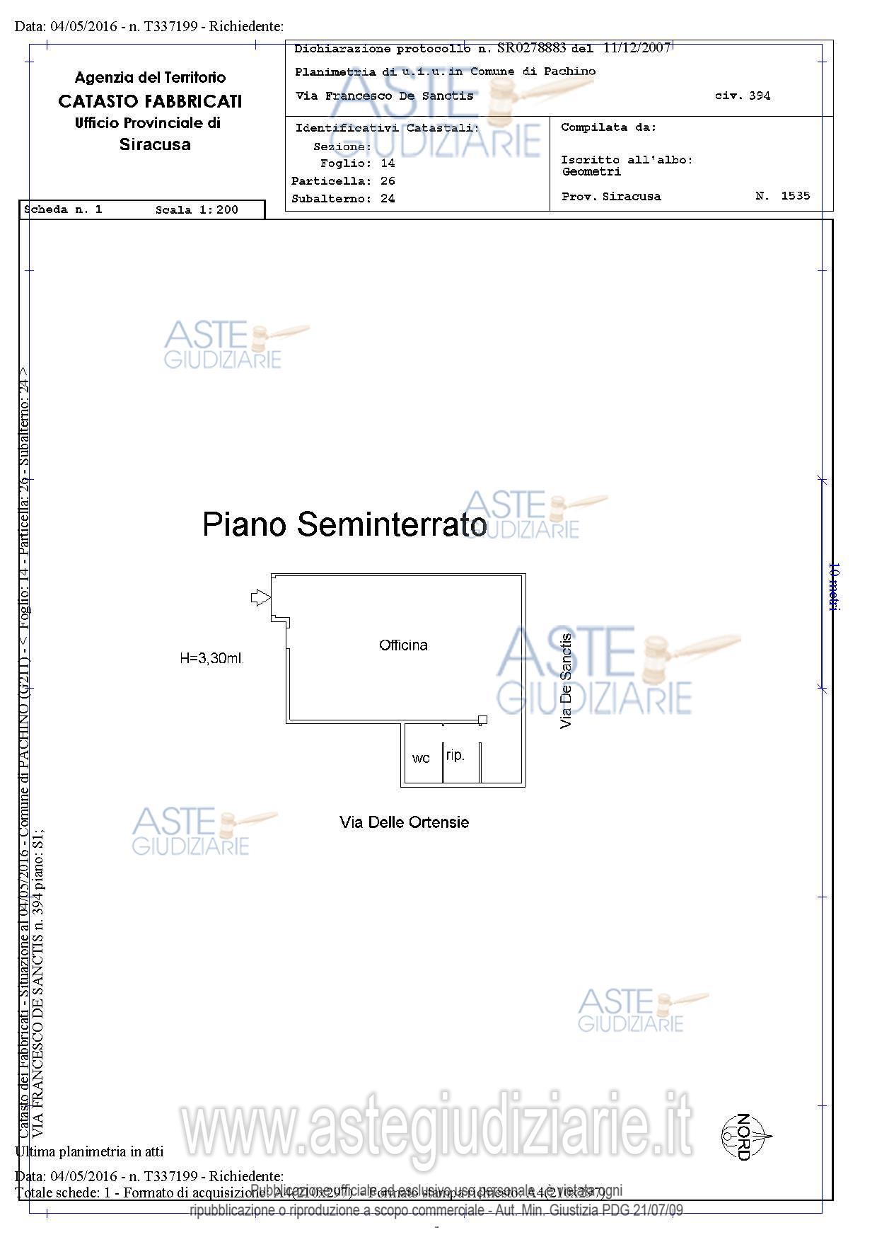 Planimetria del bene