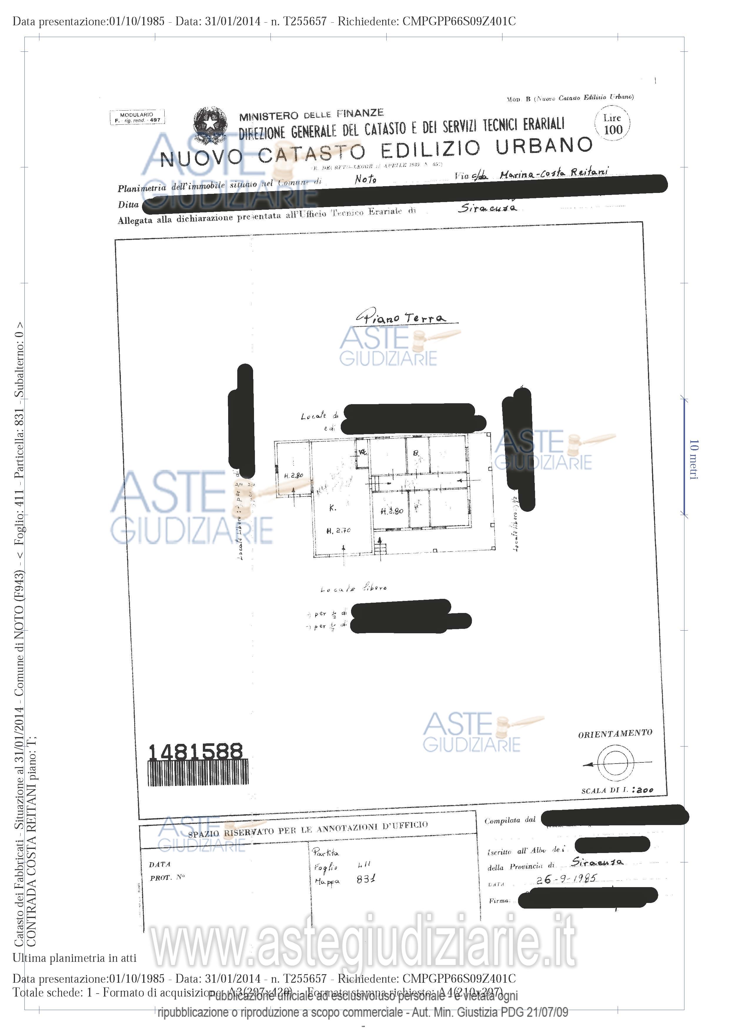 Planimetria del bene