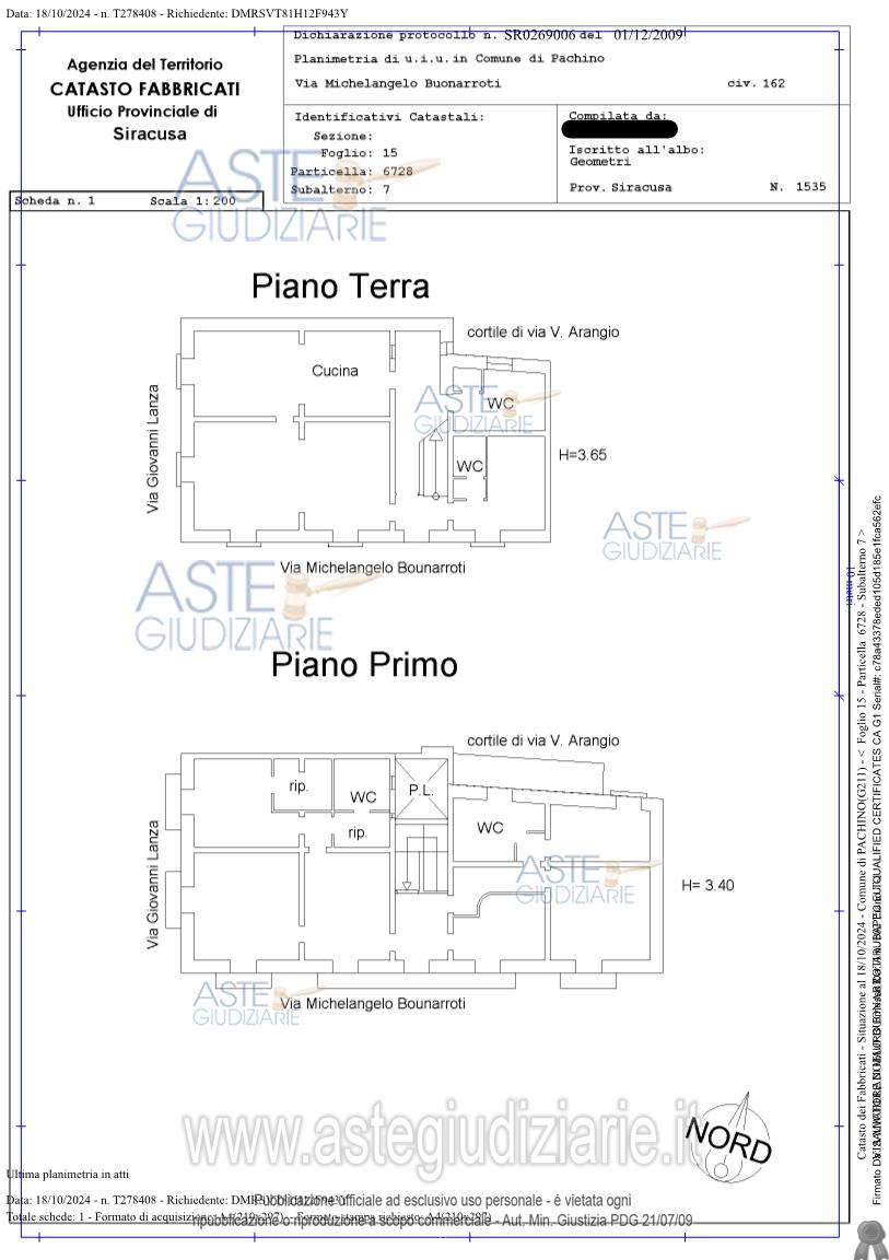 Planimetria del bene