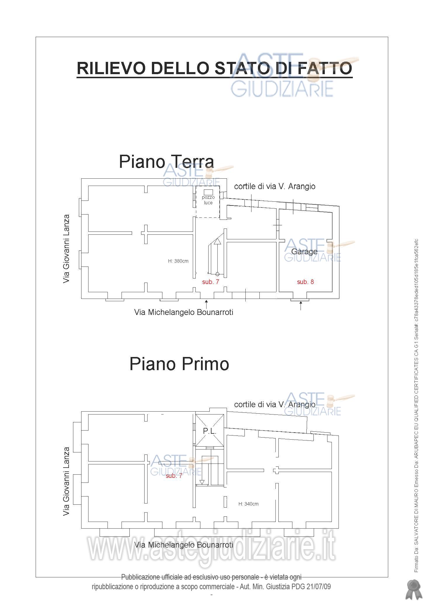 Planimetria del bene