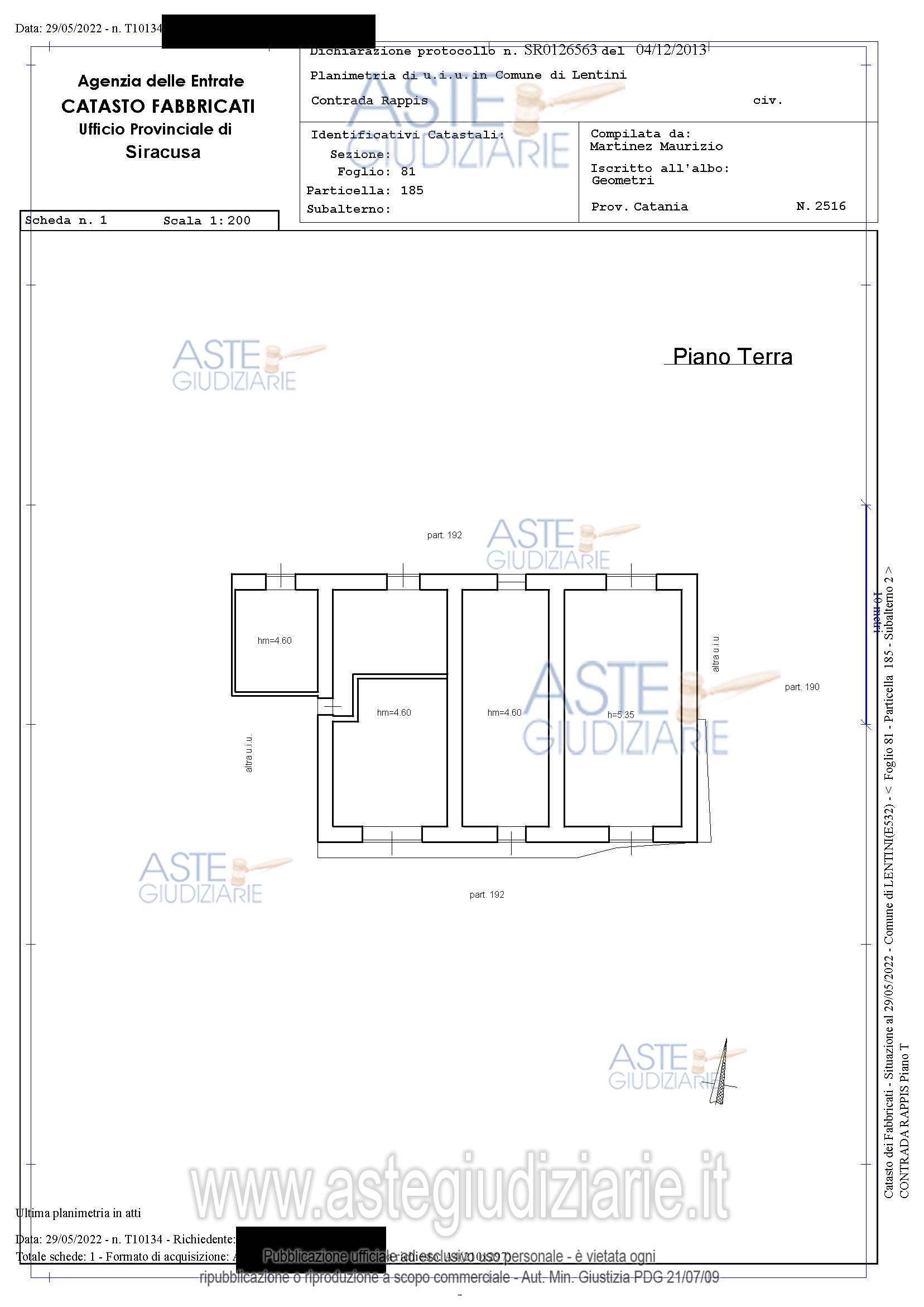 Planimetria del bene