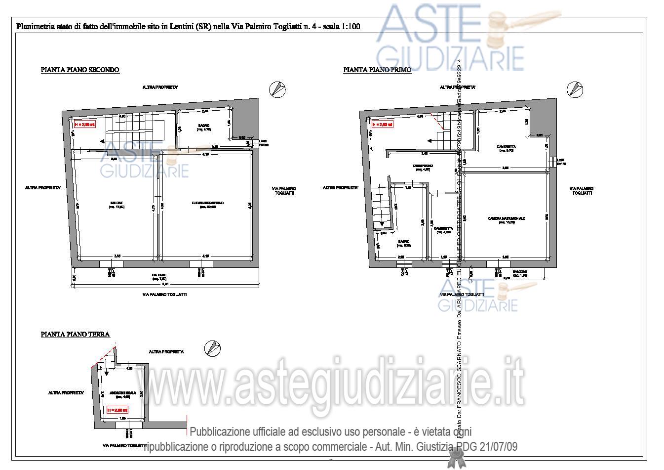 Planimetria del bene