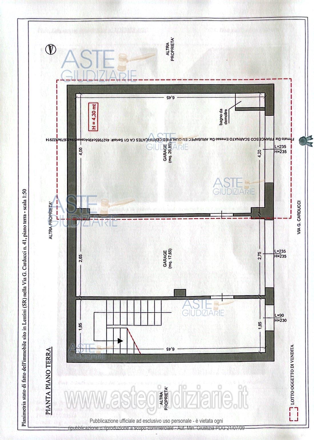 Planimetria del bene