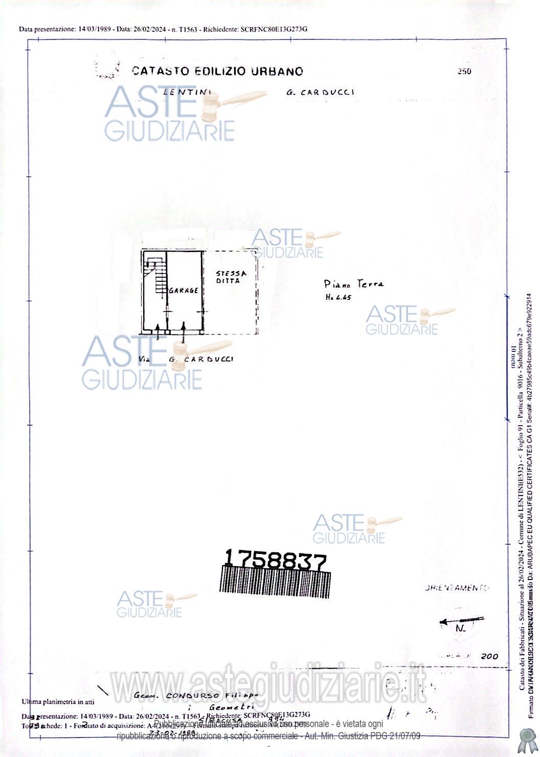 Planimetria del bene