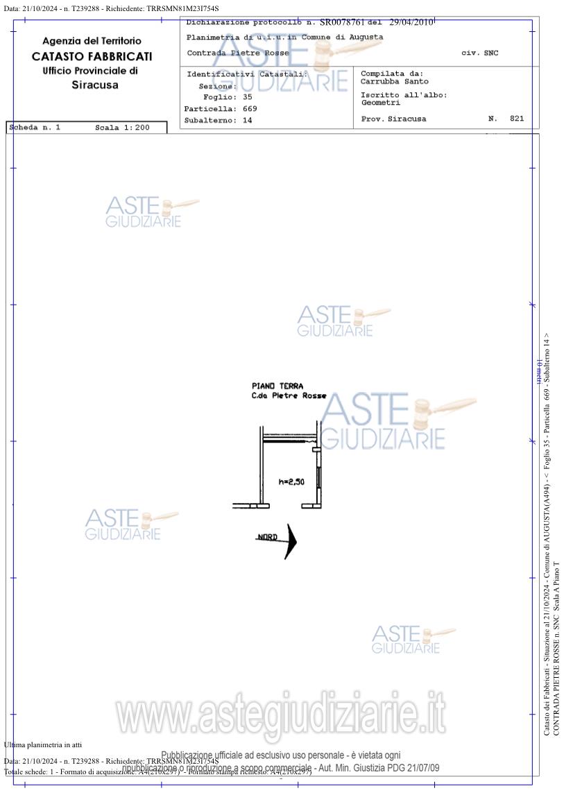 Planimetria del bene