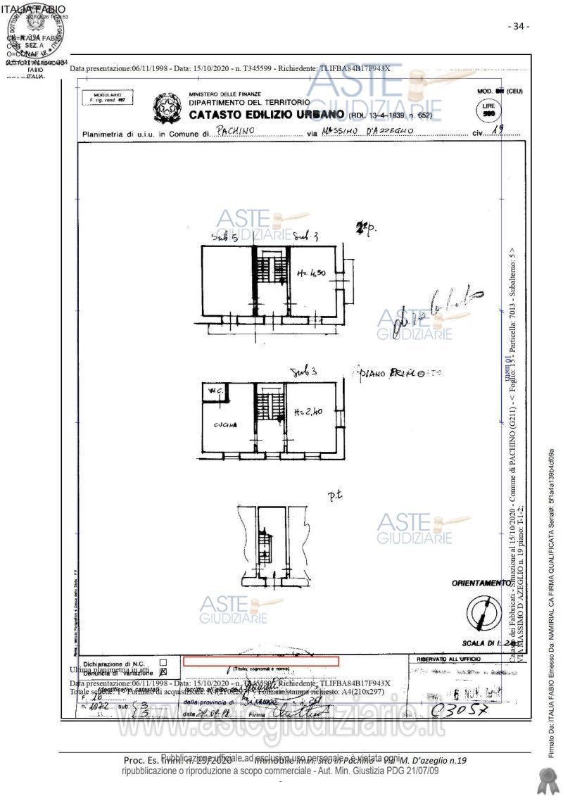 Planimetria del bene