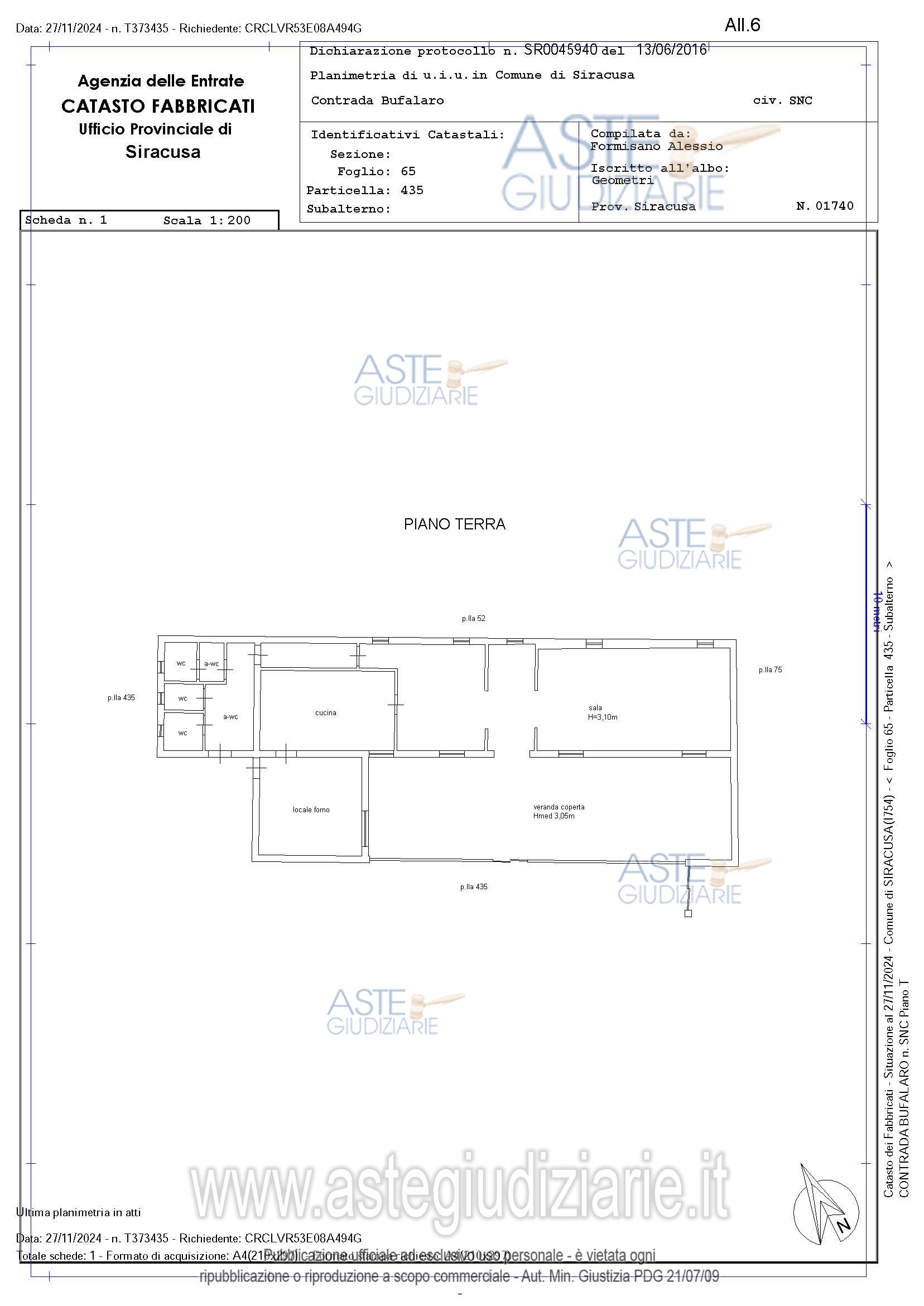 Planimetria del bene