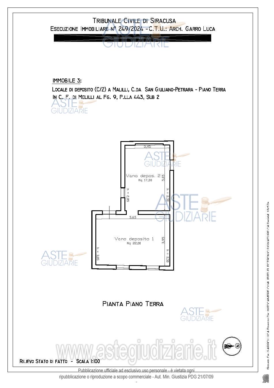 Planimetria del bene