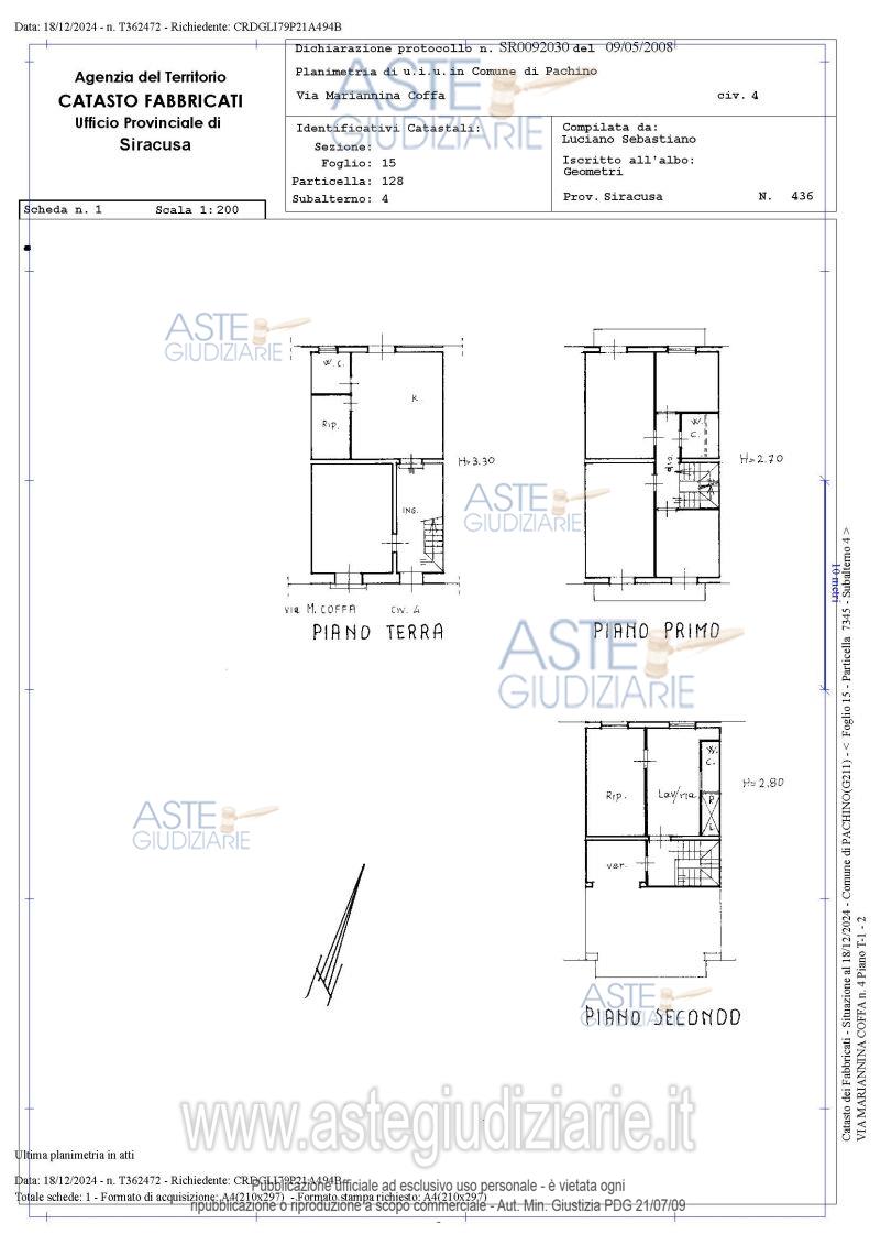 Planimetria del bene