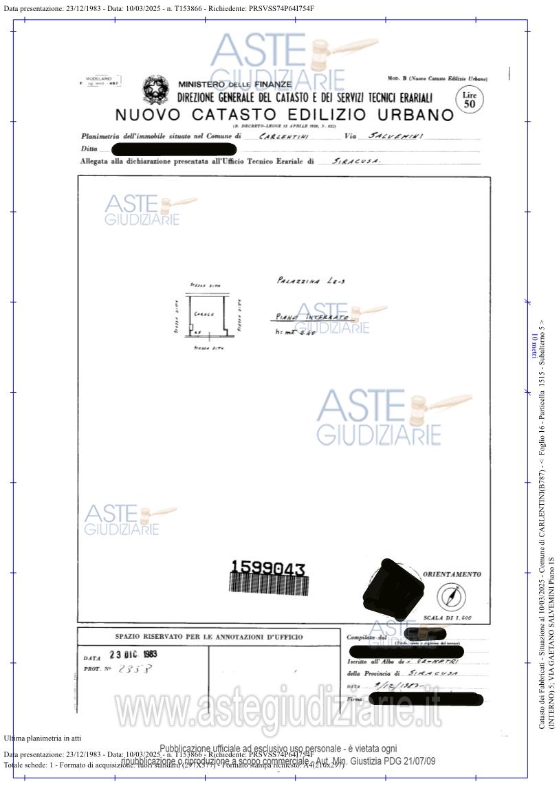 Planimetria del bene