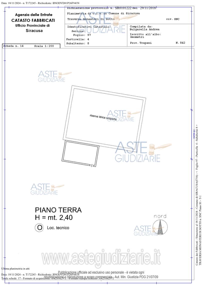 Planimetria del bene