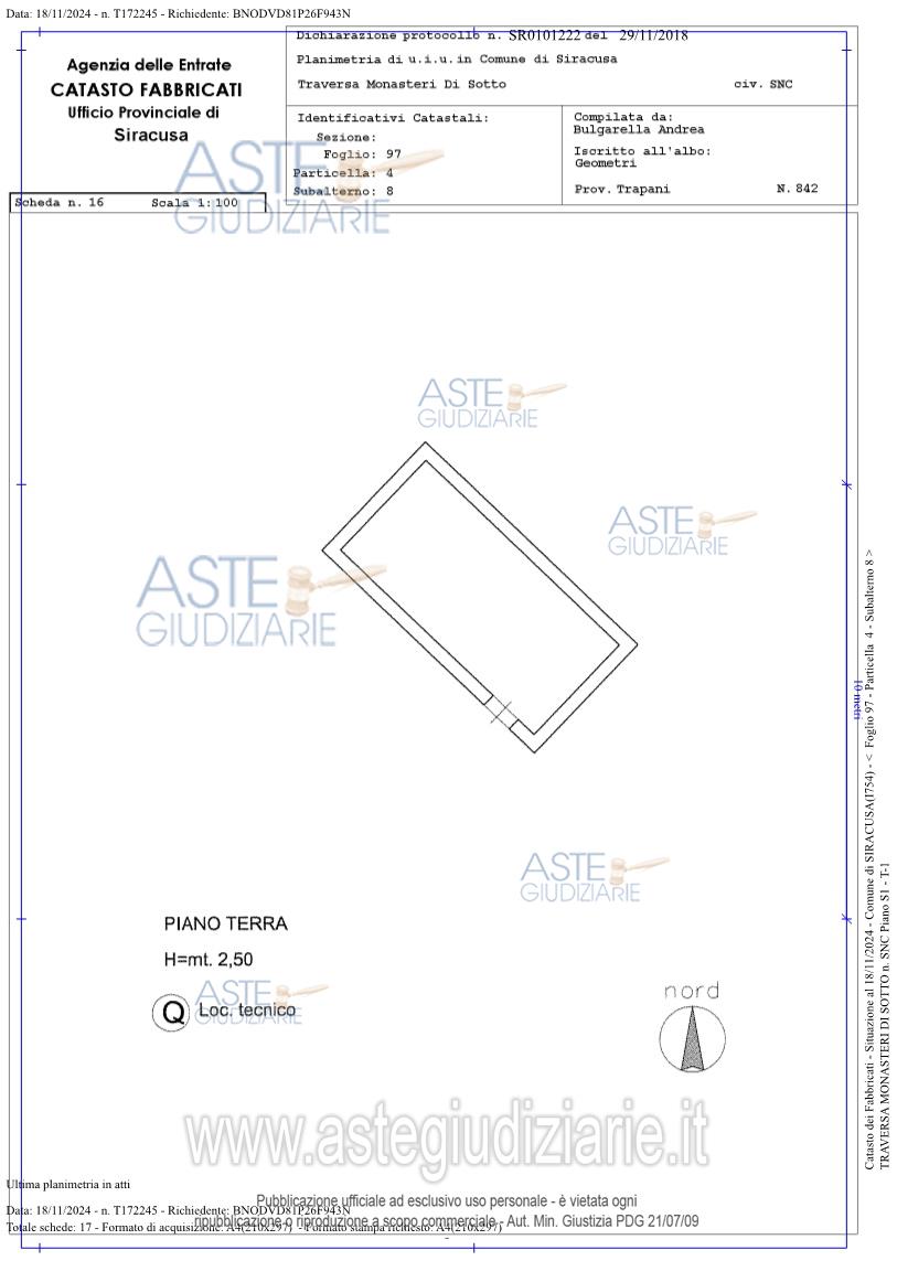 Planimetria del bene
