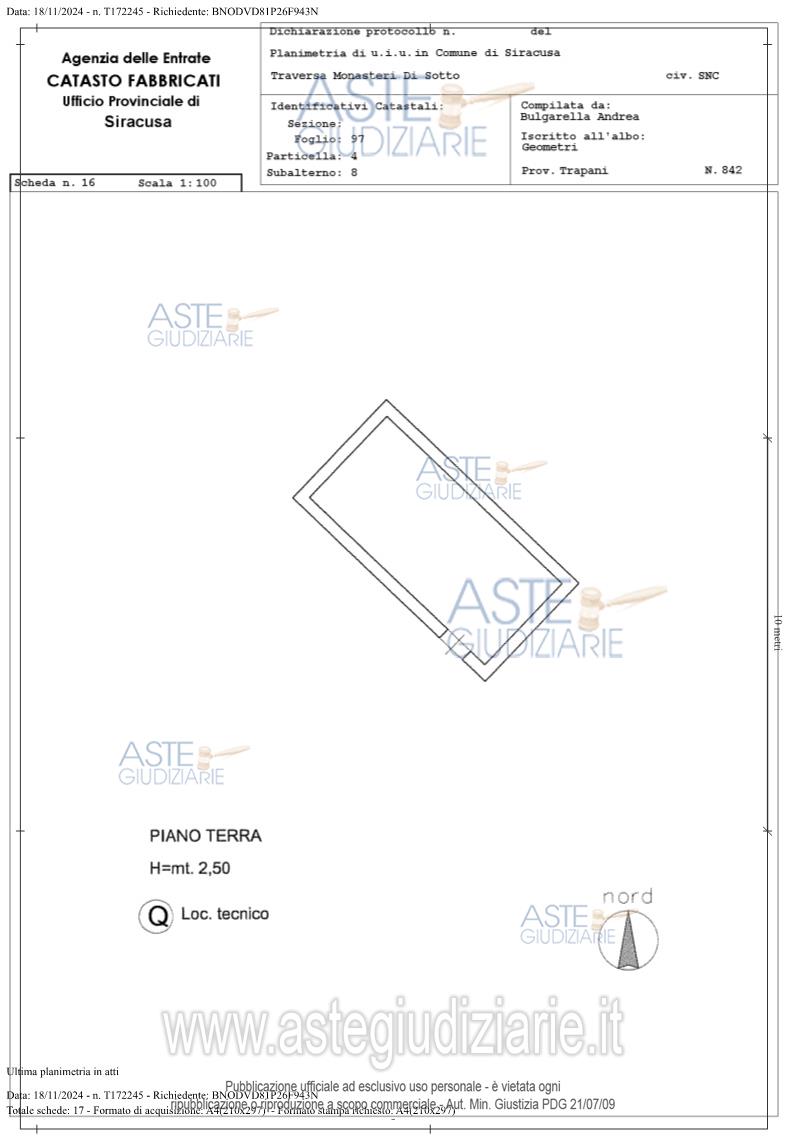Planimetria del bene