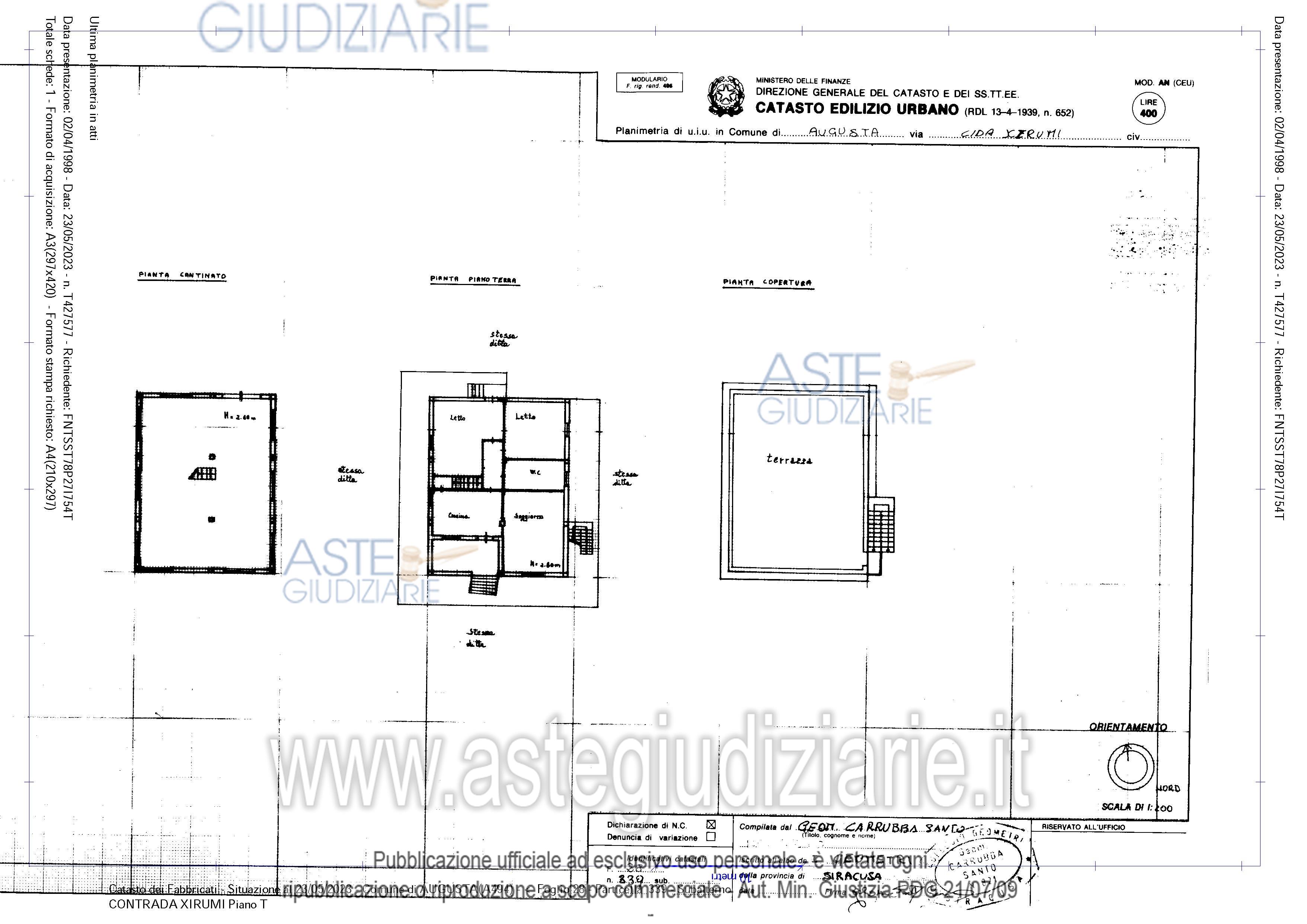 Planimetria del bene