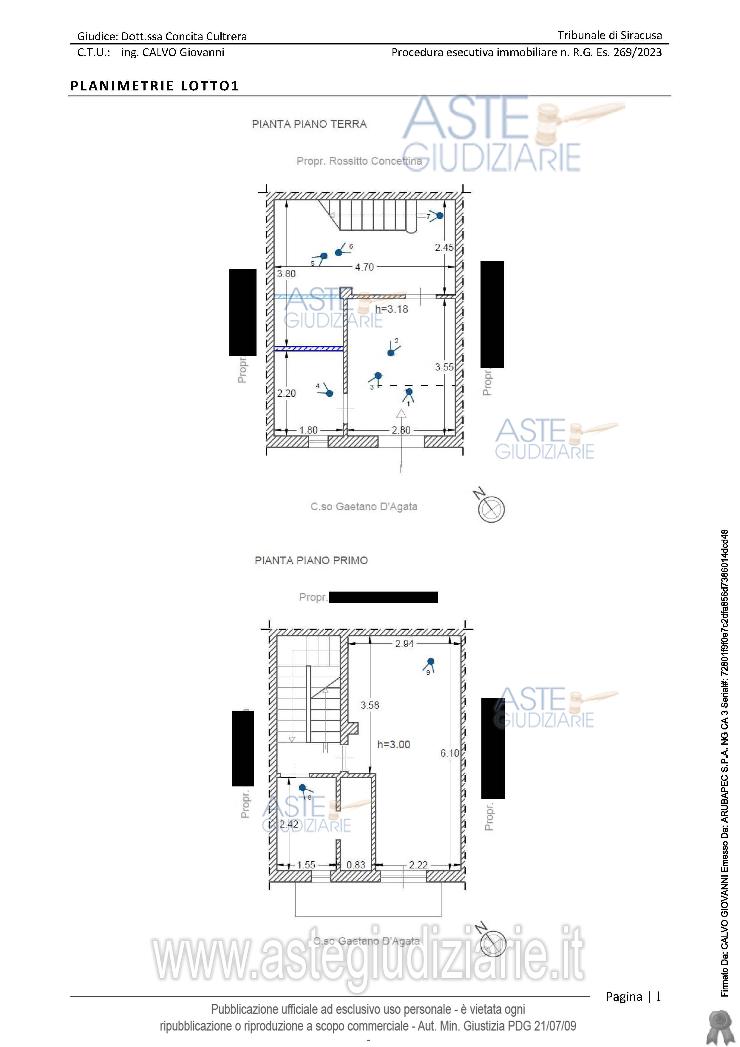 Planimetria del bene