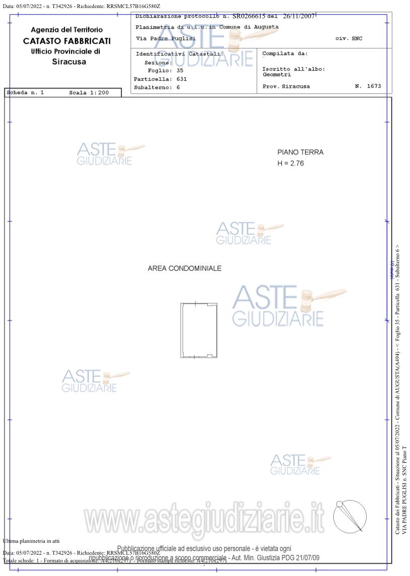 Planimetria del bene