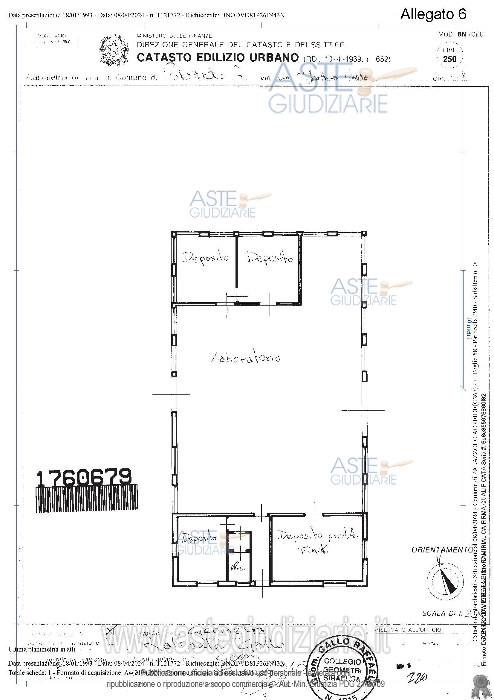 Planimetria del bene