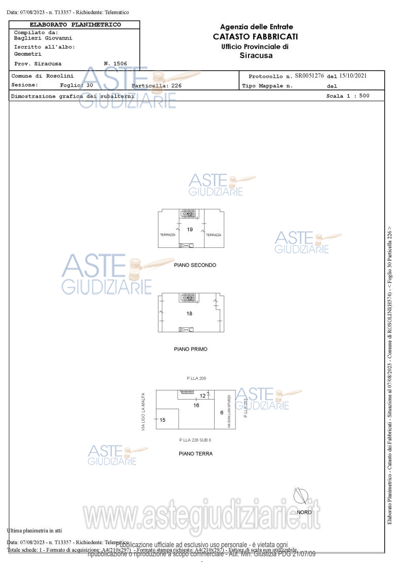 Planimetria del bene