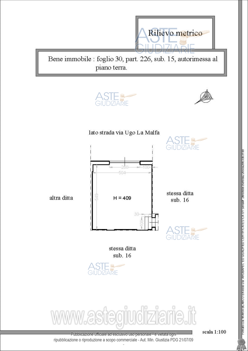 Planimetria del bene
