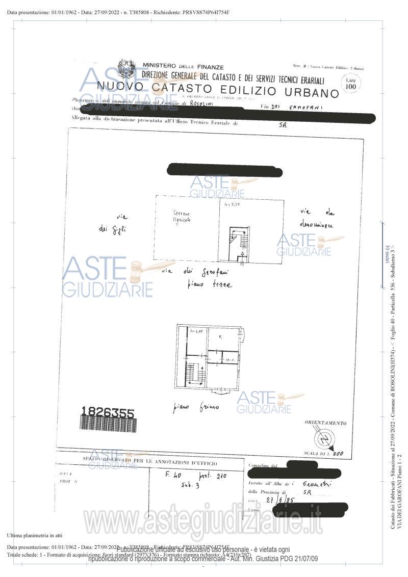 Planimetria del bene