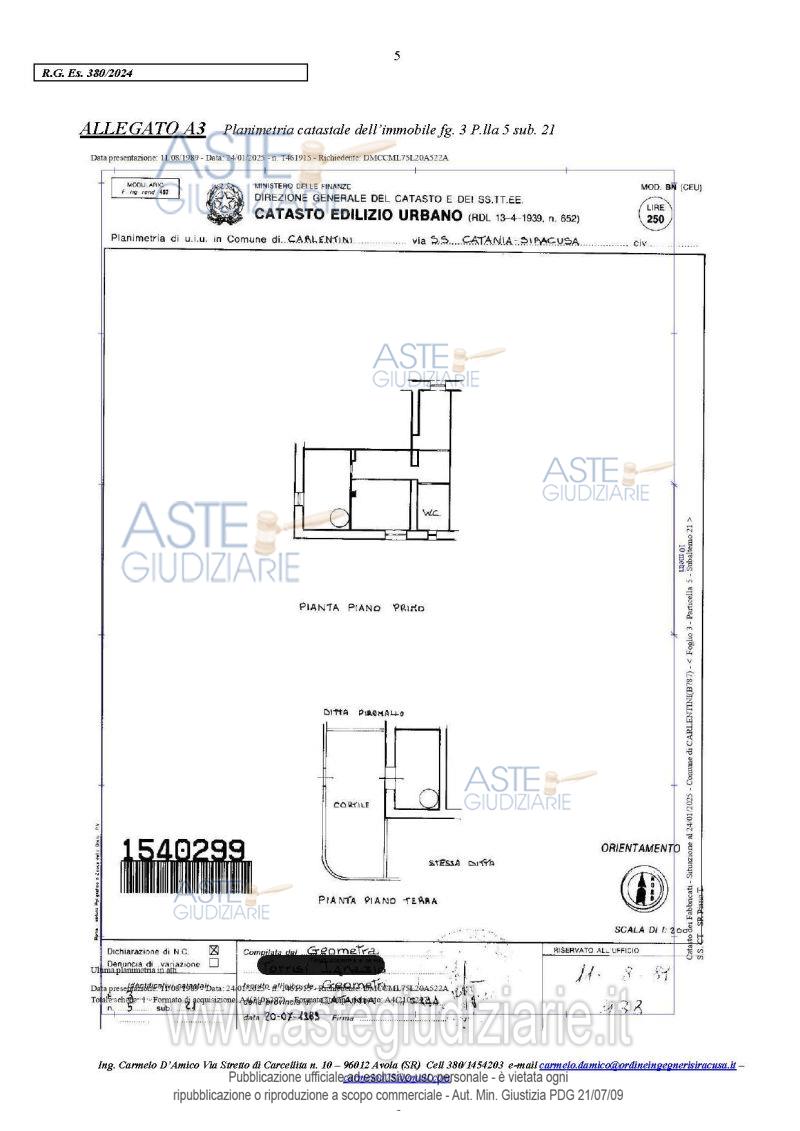 Planimetria del bene