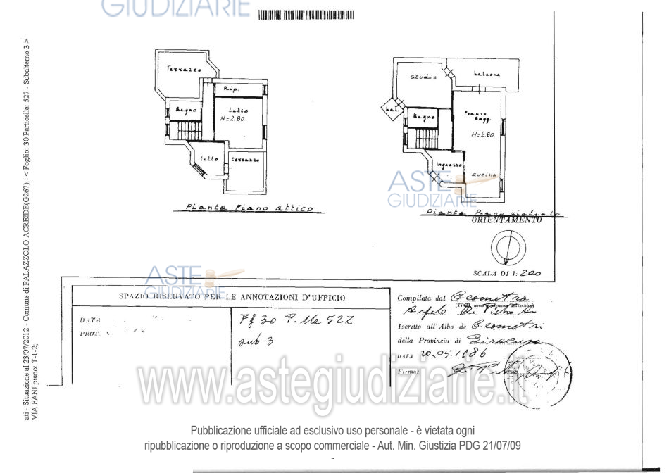 Planimetria del bene