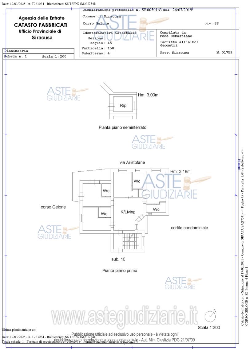 Planimetria del bene