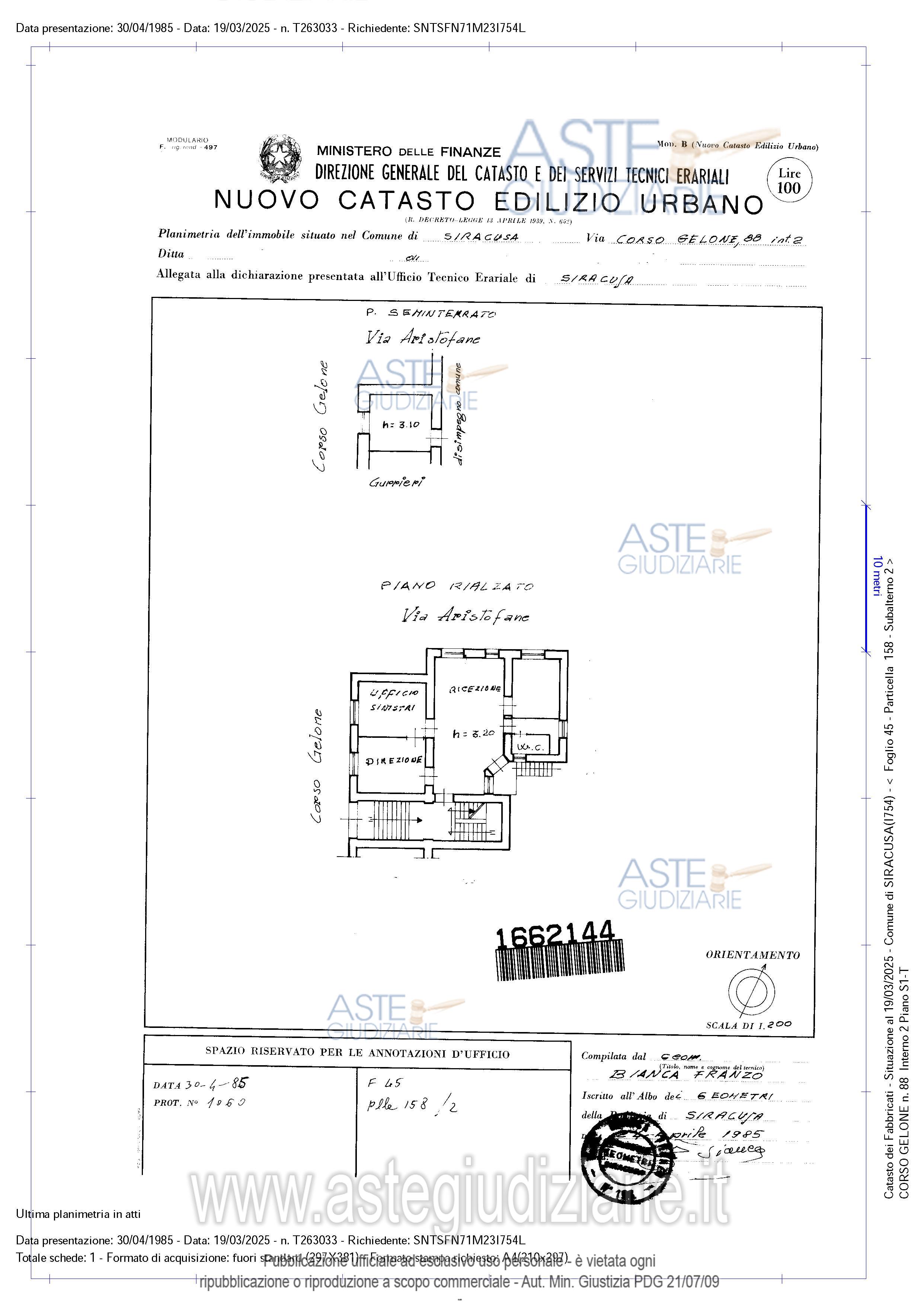 Planimetria del bene