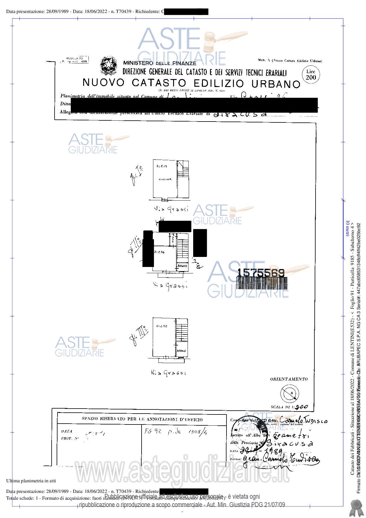 Planimetria del bene