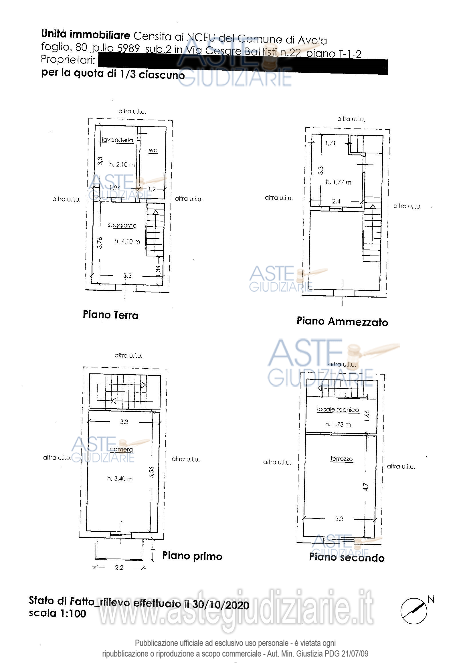 Planimetria del bene