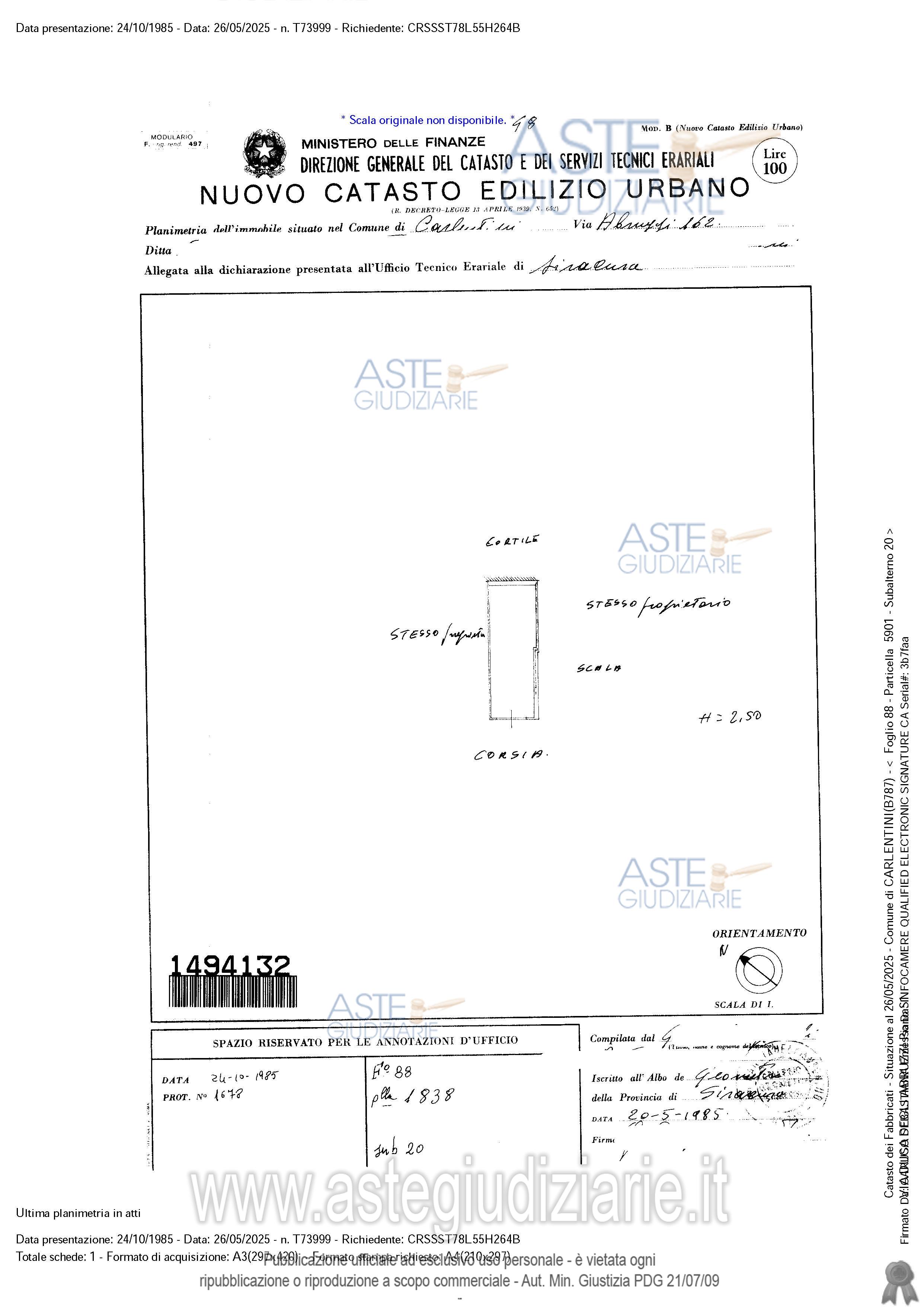 Planimetria del bene
