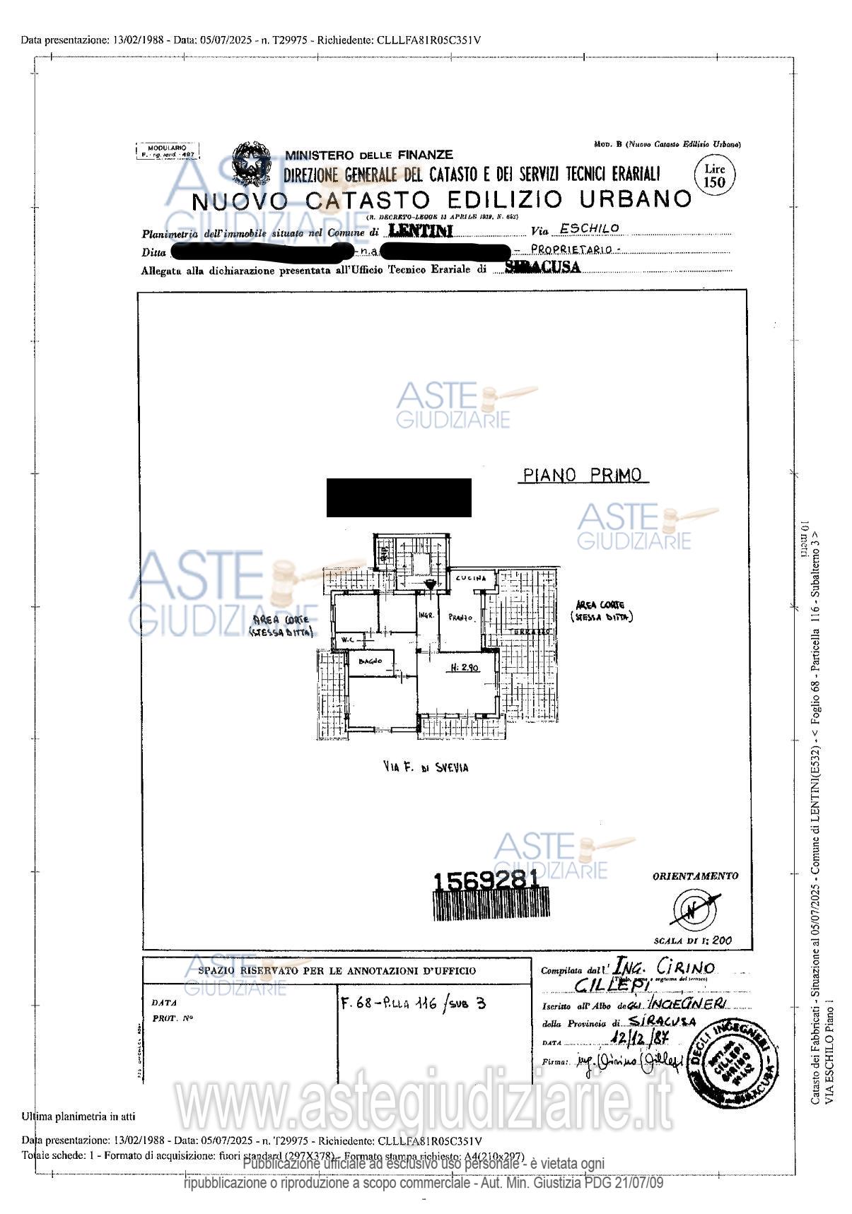 Planimetria del bene