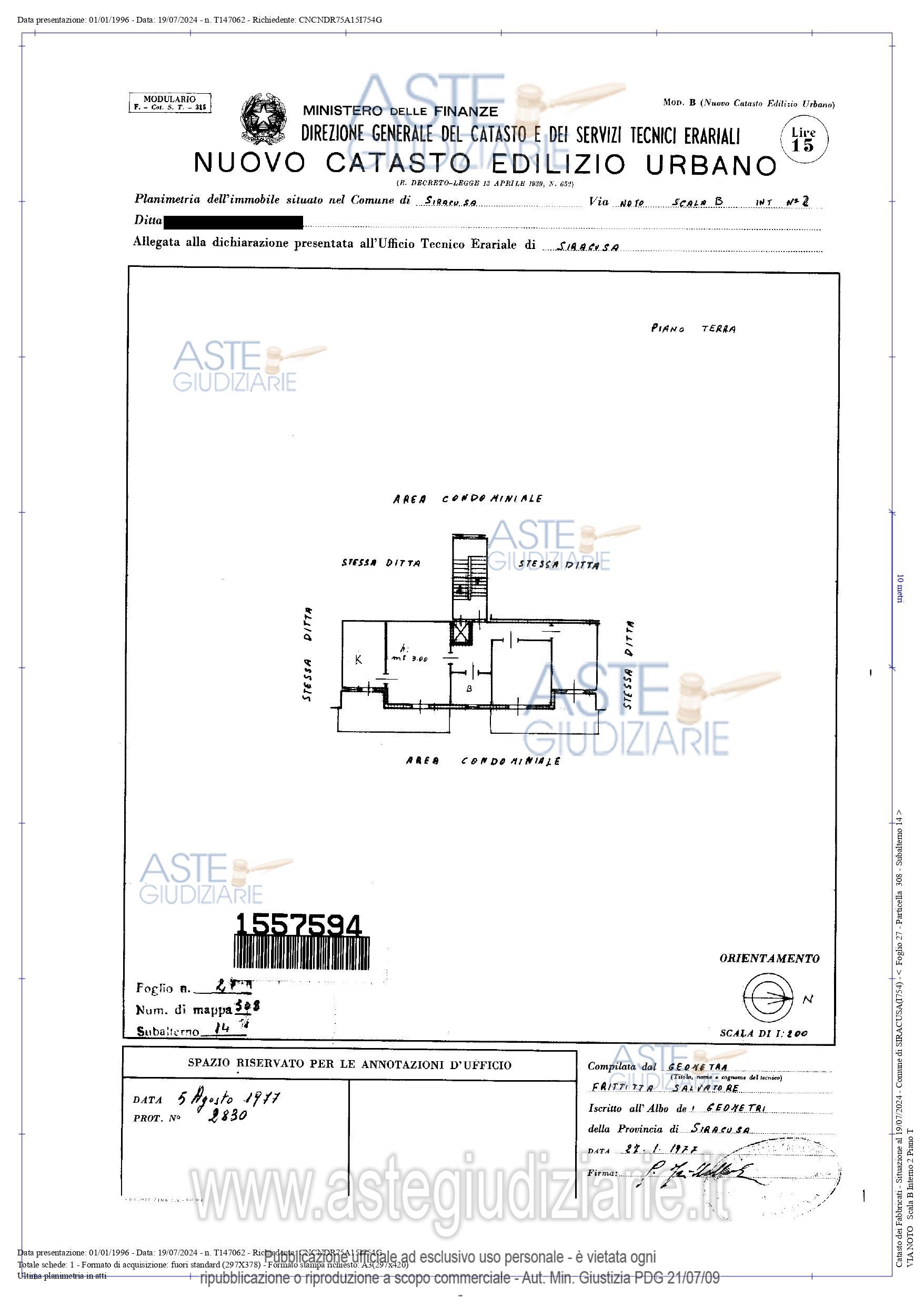 Planimetria del bene