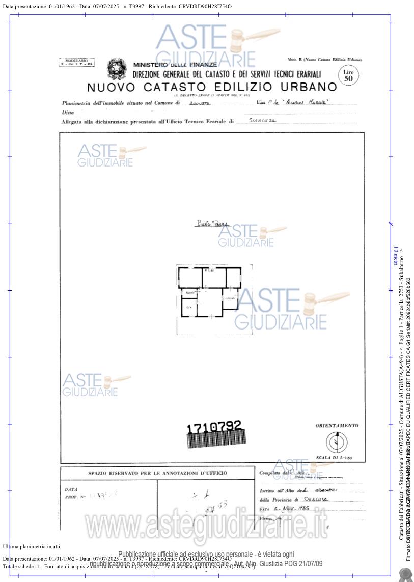Planimetria del bene