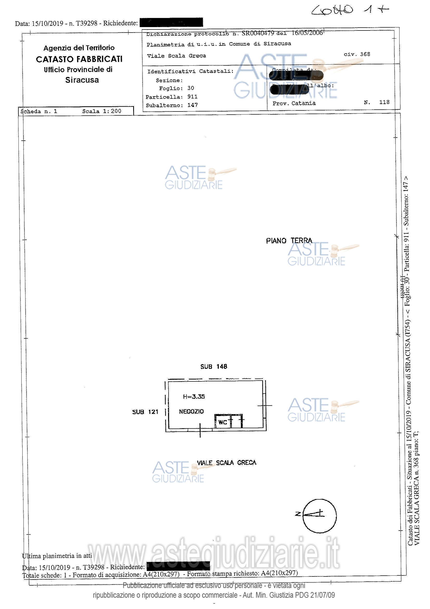 Planimetria del bene