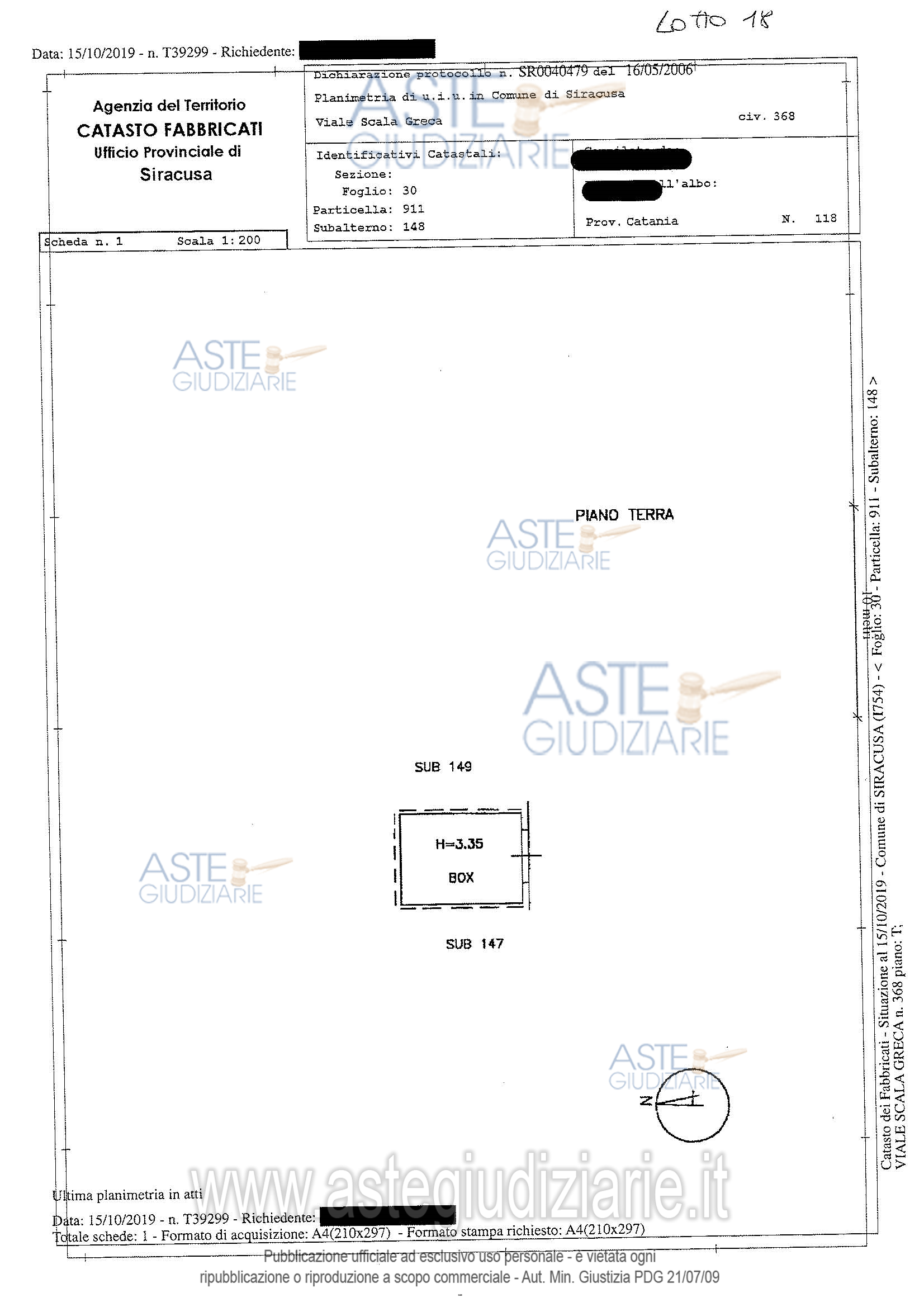 Planimetria del bene