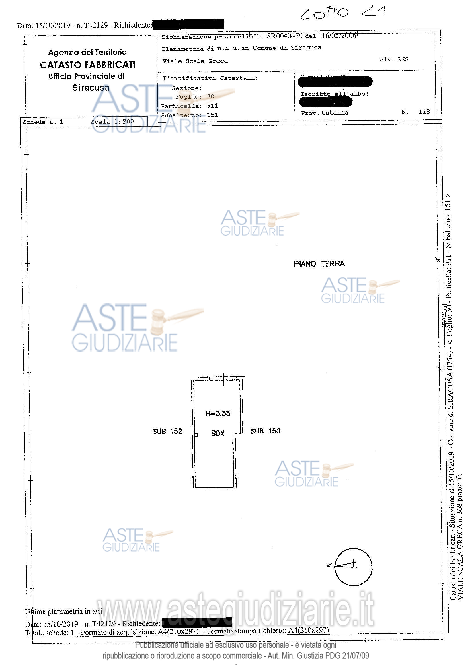 Planimetria del bene