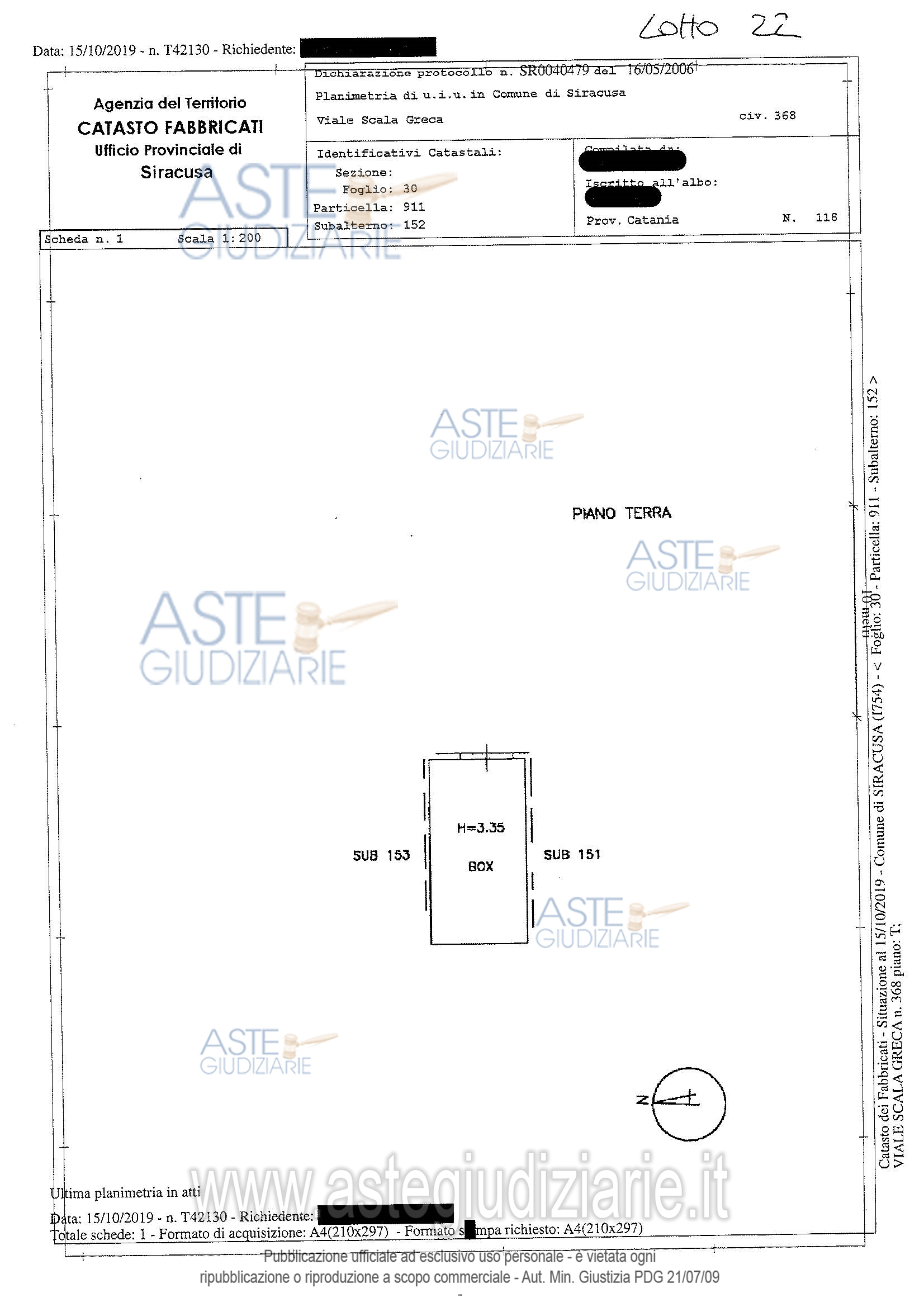 Planimetria del bene