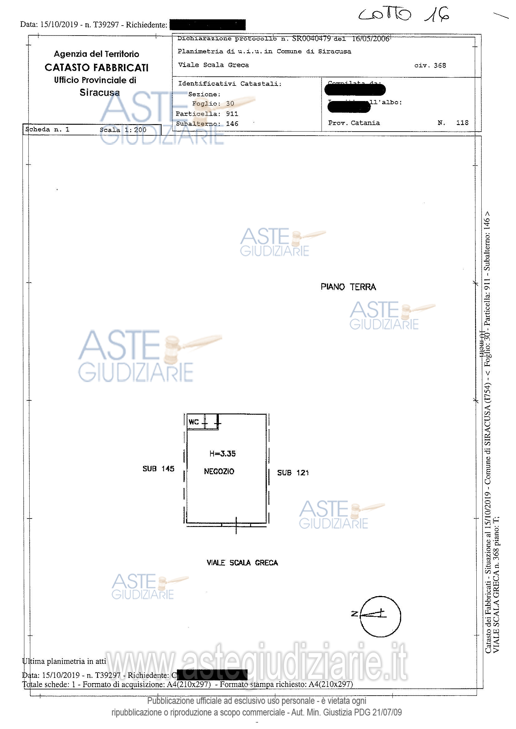 Planimetria del bene