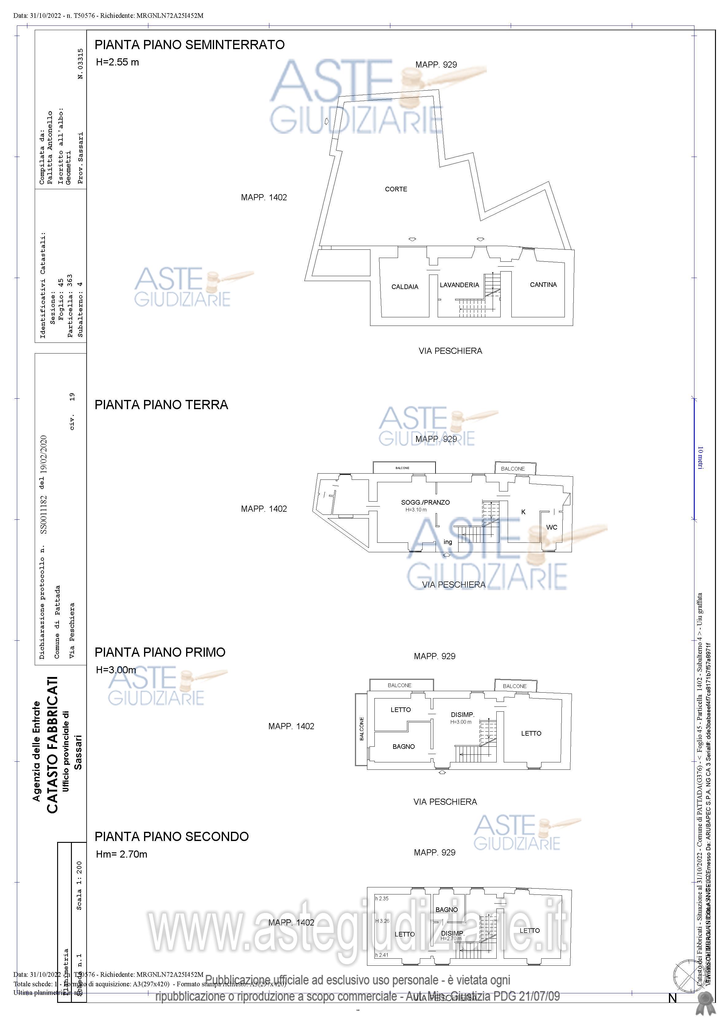 Planimetria del bene