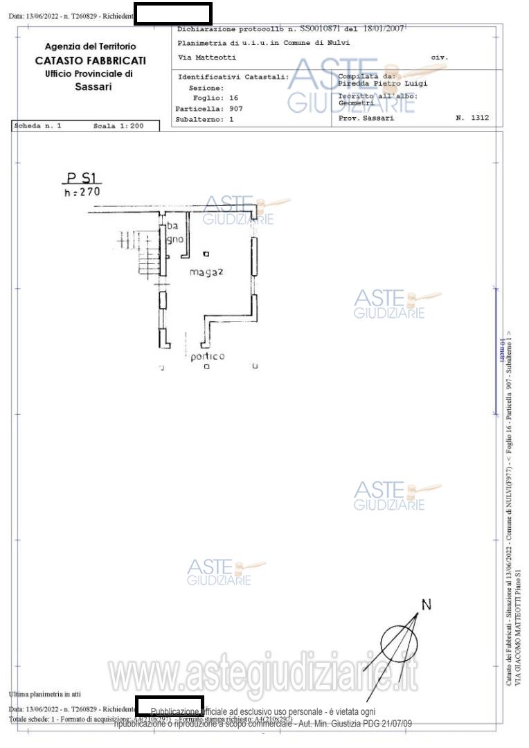 Planimetria del bene