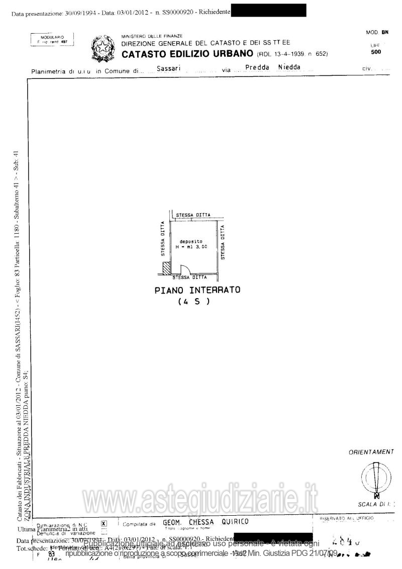 Planimetria del bene