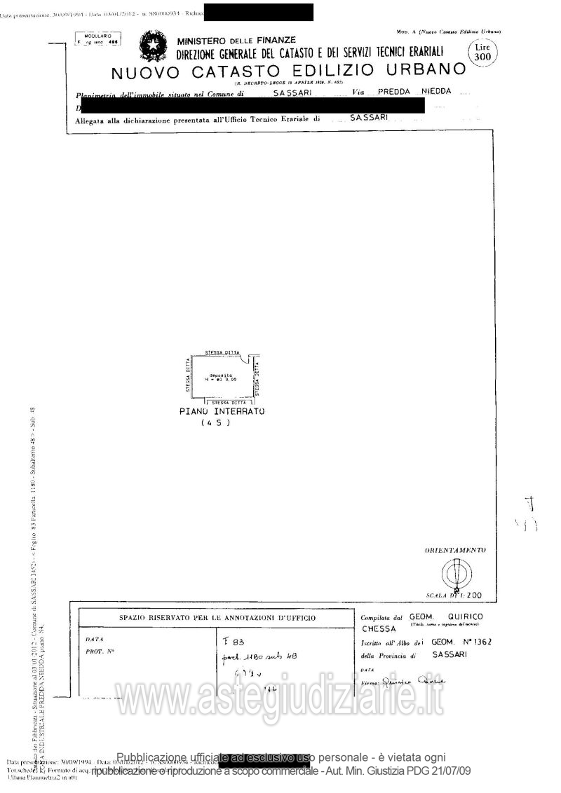 Planimetria del bene