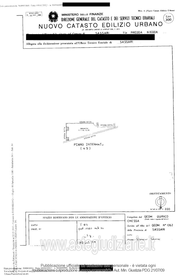 Planimetria del bene