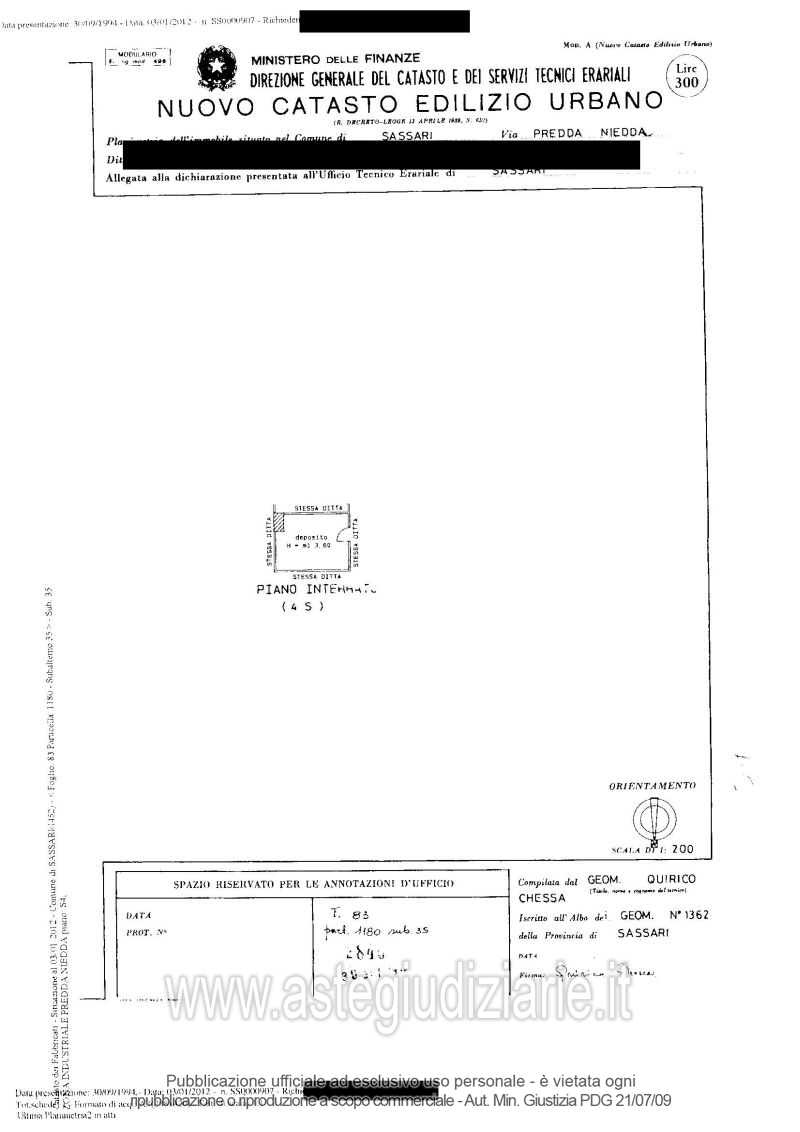 Planimetria del bene