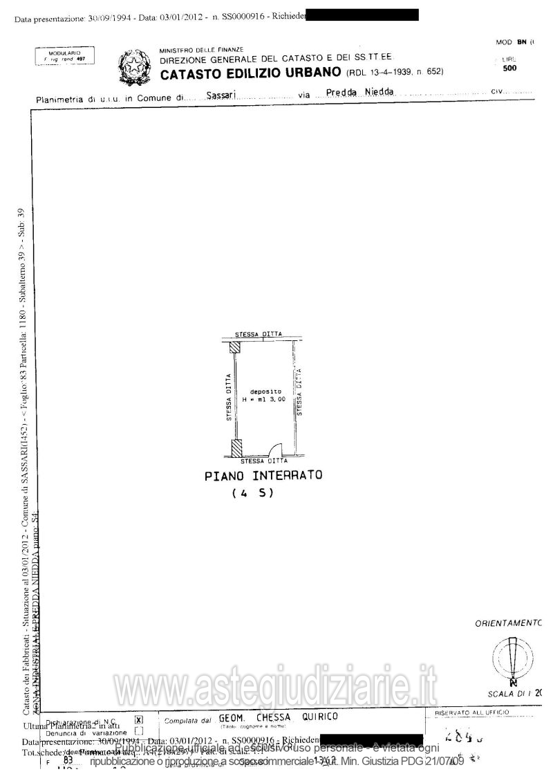 Planimetria del bene