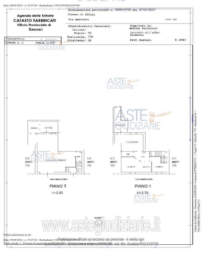 Planimetria del bene